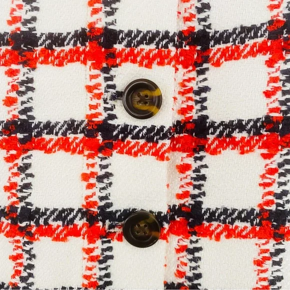 Ann Taylor Red & Black Plaid Tweed Button Down Front Knee Length Skirt Size 6 - Picture 4 of 8